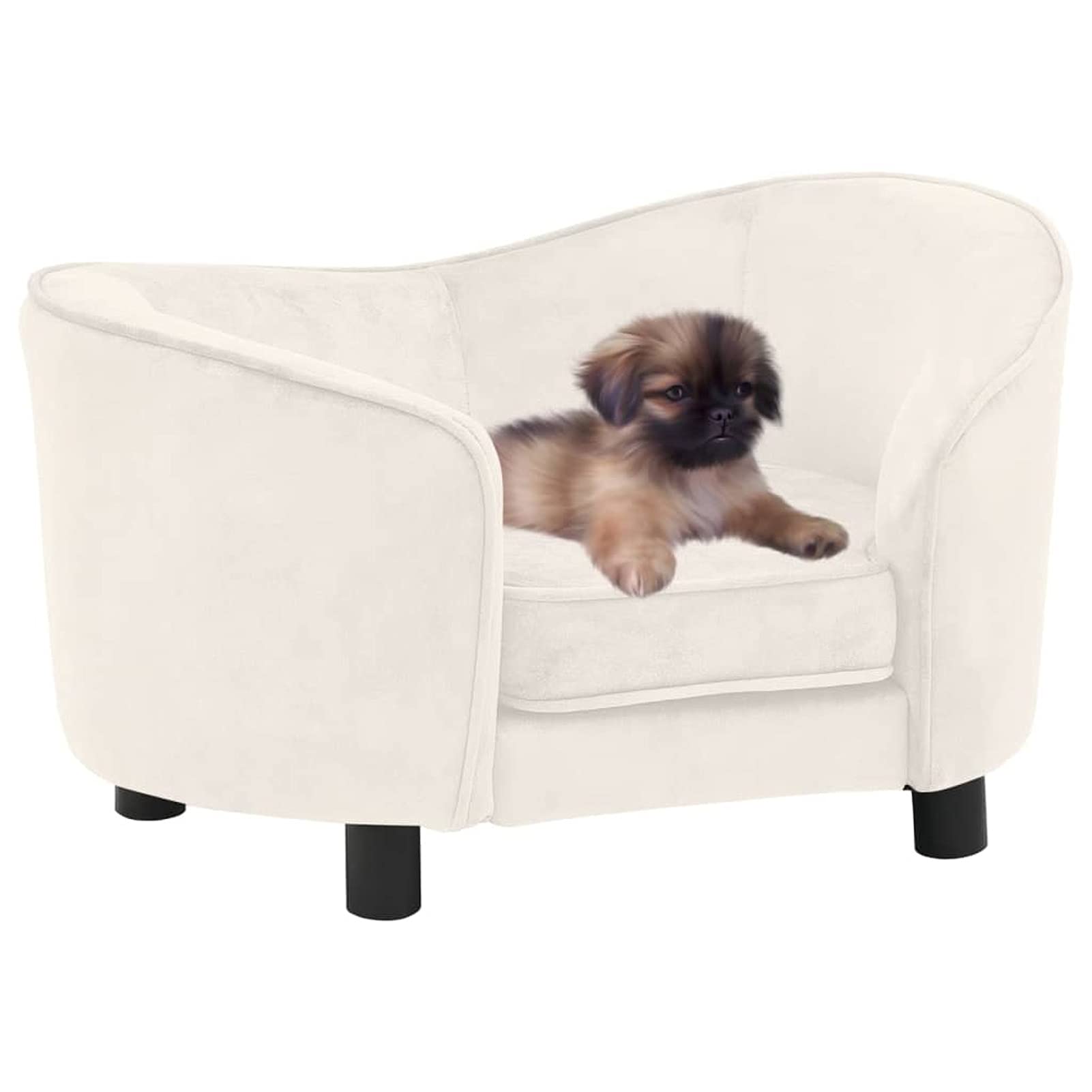 LAPOOH Divano per cani color crema 69 x 49 x 40 cm peluche, letto per cani, divano per cani, forniture per animali domestici, forniture per cani-171025