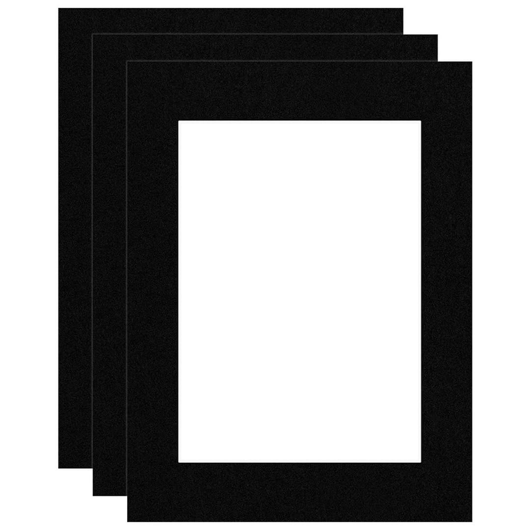 Procut Global 12x16" Black Picture Mounts Board to Fit A4 Aperture Size - Photo Mount Card Ideal for Prints, Artwork, Crafts & Certificates - Sizes & Colors Available - Pack of 3