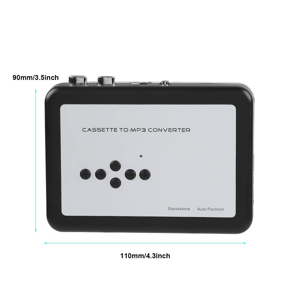 Goshyda Convertidor de Cassette a MP3, convertidor de Cinta de Cassette a MP3 portátil Unidad Flash USB Capture el Reproductor de música de Audio con Auriculares, Plug and Play