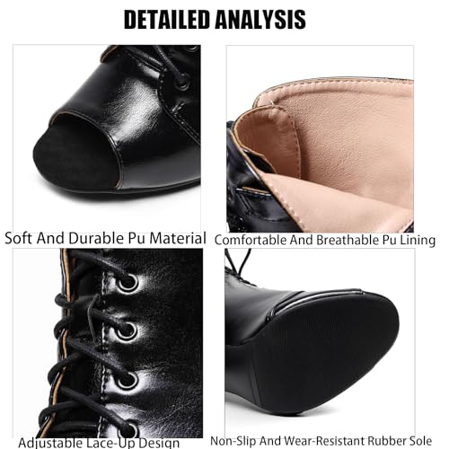 Women'S Leather Lace Up Stiletto Peep Toe Sandals Summer Sexy Fish Mouth Back Zipper High Heels Gladiator Sandals Booties For Parties Prom Dress Pumps2