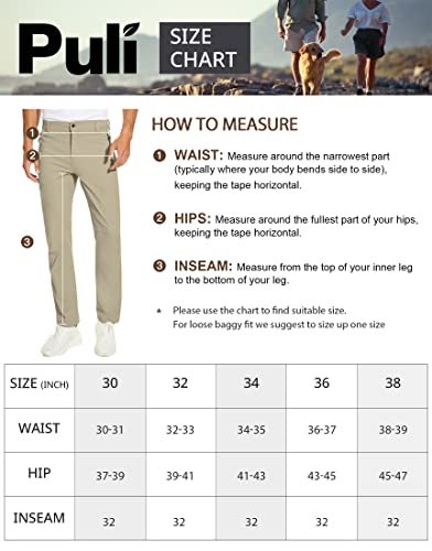 Puli Lightweight Travel Pants Men Golf Hiking Track Summer Pants For Men Slim Fit With Zipper Pockets Waterproof Grey 32 #TOP5