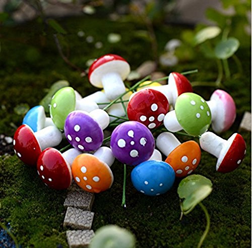 Yueton Pack Of 100 Mini Foam Mushroom For Garden Ornament Flower Pots Bonsai Micro Landscape Decor (Assorted Color) #TOP3