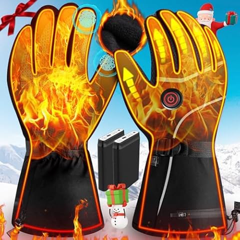 Heated Gloves for Men & Women, 5000mAh Battery Powered Electric Gloves, Rechargeable Heated Work Gloves, Waterproof Outdoor Winter Warm Heated Gloves Hand Warmers for Cycling Skiing Hiking Hunting Cover