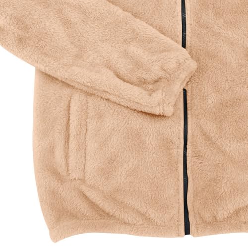 Mens Fuzzy Sherpa Jacket Fleece Long Sleeve Full-Zip Hooded Shirt Casual Warm Winter Jacket Coats Outdoor Fashion3