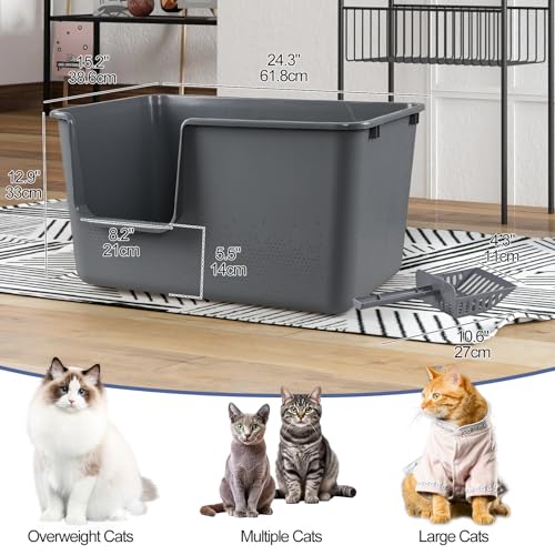 Arenero para gato extra grande plástico con lados altos, 2 unidades miniatura 2