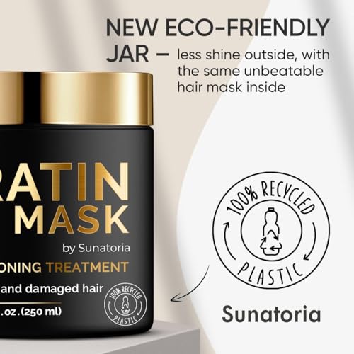 SUNATORIA Keratin Hair Mask - Professional Deep Hair Conditioner - Dry, Split End, Damaged Hair Repair Treatment - Vitamin Complex with Omega 3, 9, Vitamin E Oil - Protein Hair Care - Image 7