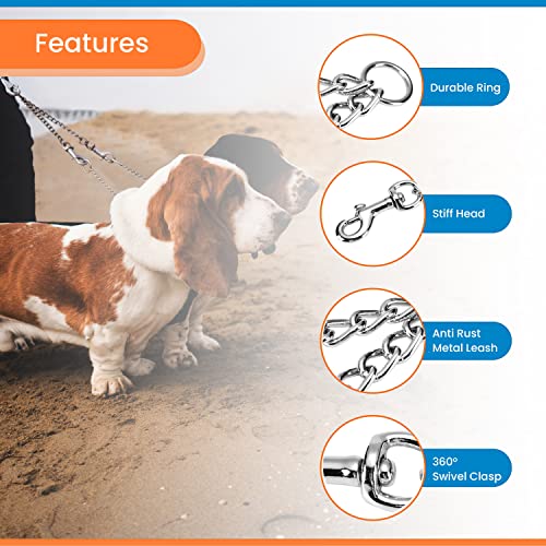 Iunpvet Metal Chain Double Dog Leash,Premium Quality No-Tangle Two Way Leashs For Pet Walking Training (S(3.0Mm X 18"), Silver) #TOP4