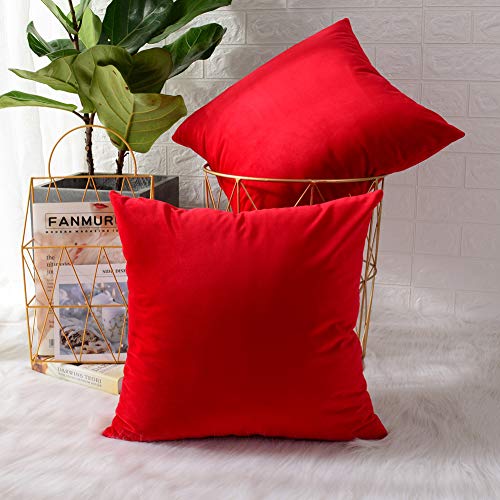 MERNETTE New Year/Christmas Decorations Velvet Soft Decorative Square Throw Pillow Cover Cushion Covers
