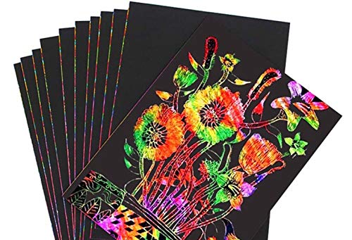 Lbsel 50 Rainbow Scratch Paper, pour Les activités de Jeu de faveur de fête d'anniversaire (10,6 * 7,6 Pouces L * W)