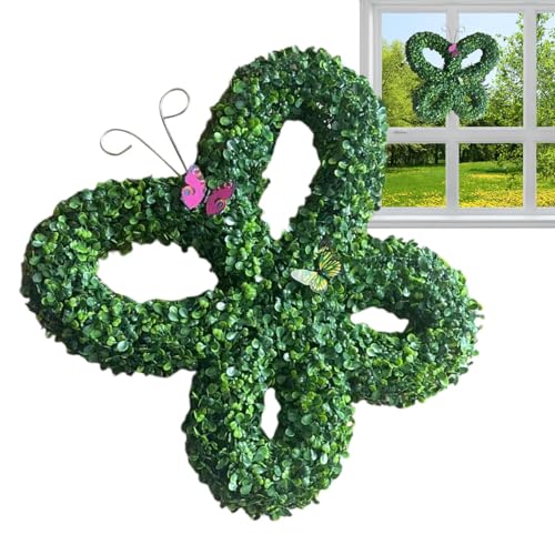 Interactive Farmhouse Wreath, Butterfly Shaped Spring Wreaths, Holiday Decorations Garland with LED Light Decorative for Indoor Outdoor Walls, Fireplace, 1000 g