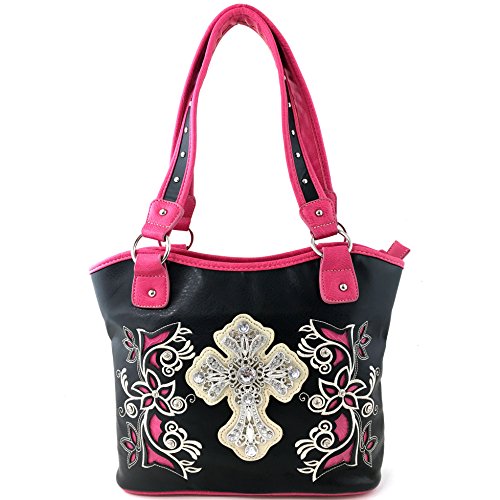 Justin West Embroidery Floral Silver Cross Concealed Carry Handbag Purse Wallet product thumbnail 7