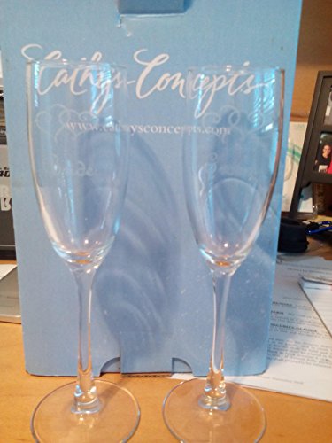 Personalized Double Hearts Toasting Flutes