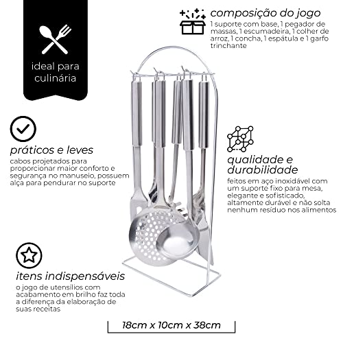 Jogo de Utensílios com 7 Peças Mesa Mimo Style Prata