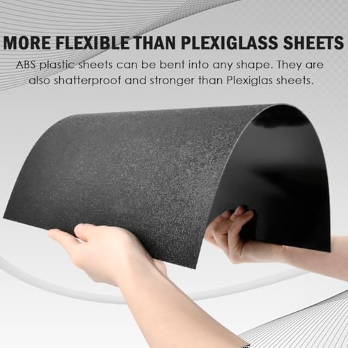 Image of TIMESETL 6 Pack Black ABS Plastic Sheet 11.75 inch x 15.75 inch x 0.06 inch, Moldable Plastic Sheets, High Tensile and Impact Strength Plastic, Great for DIY Projects, Decor, Handcrafts (Matte & Textured Finish)