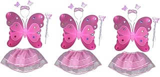 Gadpiparty 8 Pçs Conjunto De Asas Traje Trajes Infantis Roupas Para Meninas Adolescentes Traje Asas Para Crianças Conjunto De Asas Asas De Fada Roupas Traje Rosa Três Peças Terno Criança