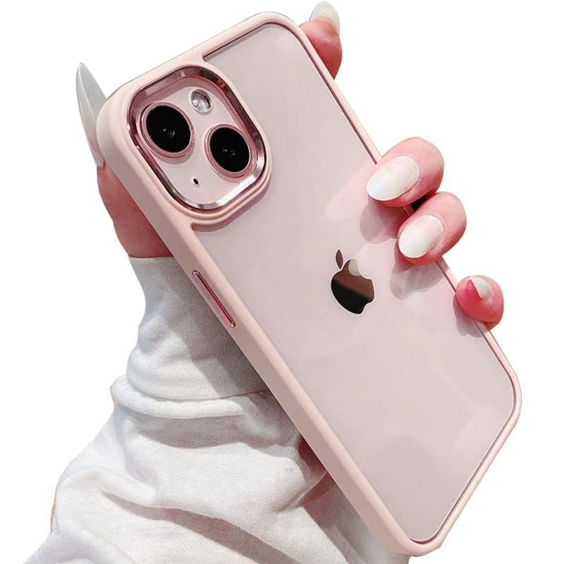 mobistyle Designed for iPhone 15 Back Cover | Enhanced Metal Camera Protection Back Cover Case Compatible with iPhone 15 (Pink)
