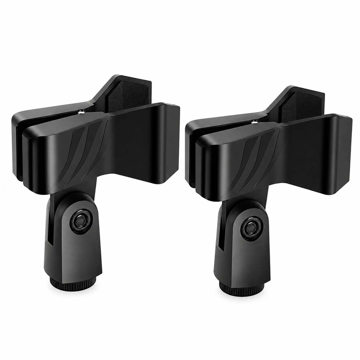 Winsumm Universal Rubber Padded Microphone Clip Holder for Mic Stand Adjustable Handheld Clamp with 5/8" to 3/8" Thread Adapter Compatible with Dynamic wired Wireless Karaoke Podcast Recording (2Pcs)-image-24