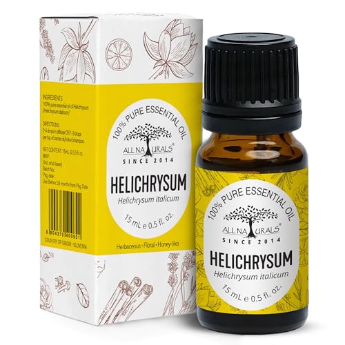 Image of All Naturals - Helichrysum Essential Oil (10ml) | Pure & Therapeutic Grade Helichrysum | Organic Essential Oil for Skincare | Soothing Aromatherapy | Essential Oil For Home Fragrance