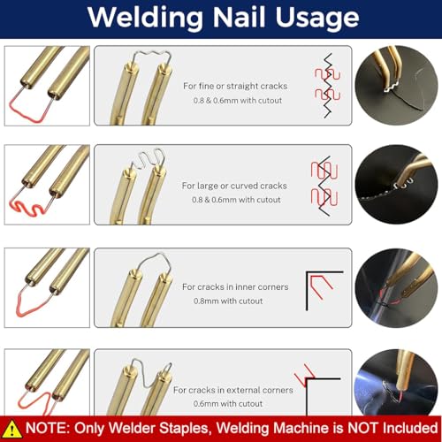 Image of Serplex Plastic Welding Staples 600Pcs, 6 Types, Bumper Repair | Joins Cracks, Helps Reinforce Bumper Repairs, Plastic Staples, 600Pcs in 6 Types, Usage Guidance