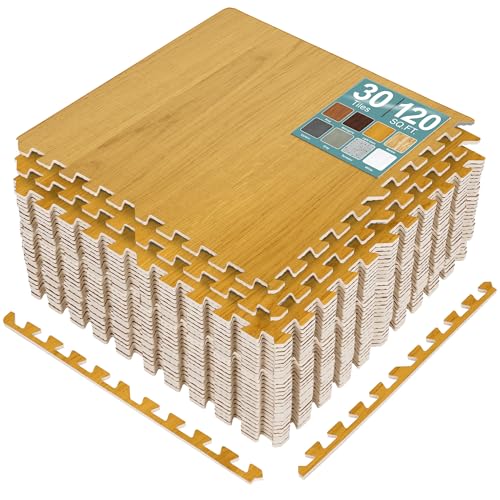 Carreaux mousse grain bois Sorbus entrecroisés (30 pièces, grain clair)
