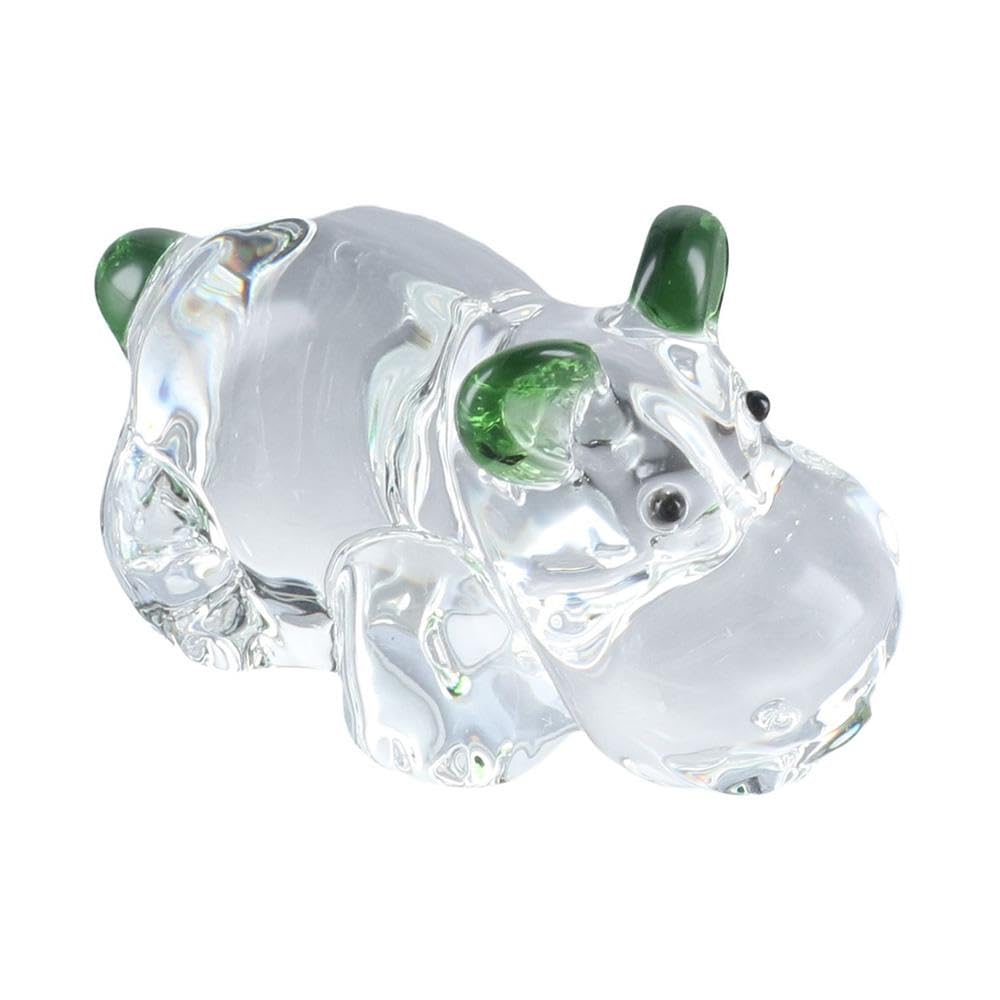 Hippopotame en cristal vert sculpté : presse-papier d'exception