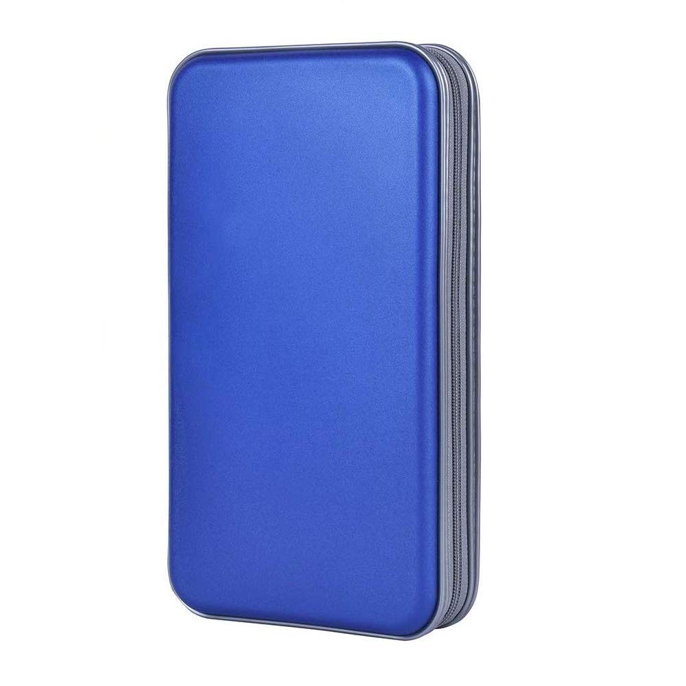 Yunfeng Disc CD Case, 80pcs Capacity Hard Plastic CD Holder Protective DVD Disc Storage Case Holder Portable Zipper CD DVD Organizer Storage Wallet for Car Home Travel (Blue)