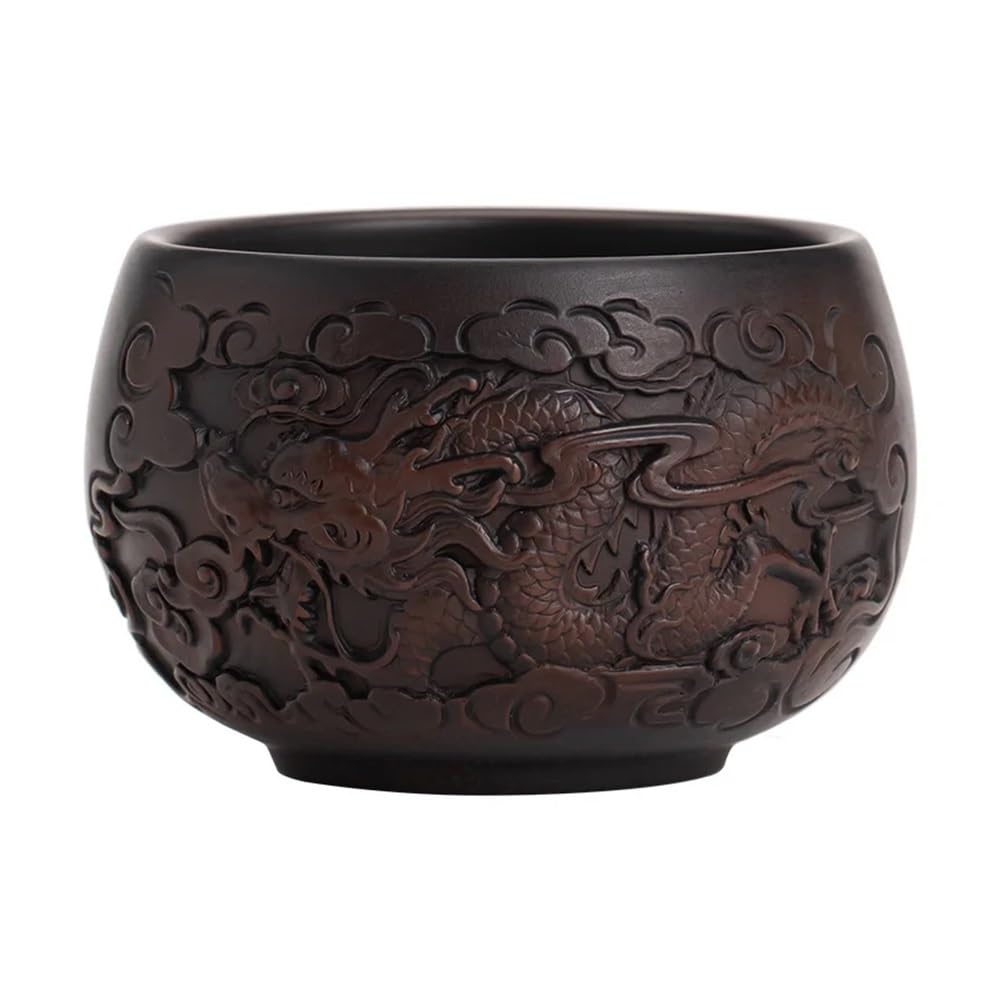 Taza de té de cerámica morada tallada a mano para el hogar, Daily Master, juego de té de Kung Fu de cerámica china (200 ml)