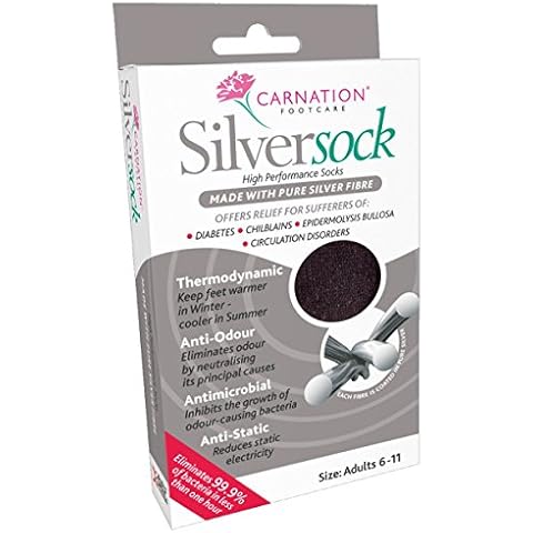 Carnation Footcare Silver Anti-Bacterial & Thermodynamic Socks 6-11 UK Cover