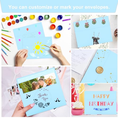 Image of 50 Packs Blue 5x7 Envelopes, Blue Envelopes 5x7, A7 Invitation Envelopes Self Seal for Weddings, Invitations, Photos, Greeting Cards, Mailing