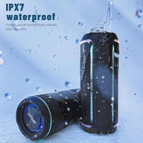 Image of Ortizan X30 Portable Bluetooth Speaker (3rd Gen) - 40W Loud Bass for Pool Parties & Outdoor Adventures, IPX7 Waterproof, 30-Hour Battery, Beat-Synced LED Lights, Wireless Stereo Pairing, Black