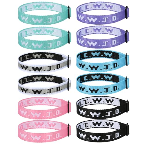 12PCS WWJD Bracelet Pack, Christian Gifts Adjustable Wristbands, WWJD Jesus Bracelets Bulk - What Would Jesus Do Bracelet for Women Men