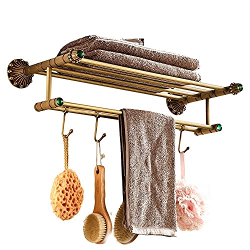 Porte-serviettes mural tout en cuivre au style européen antique pour bain chic