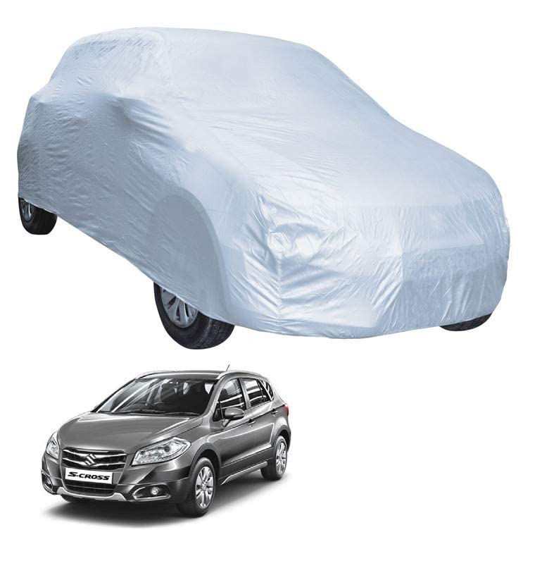 Image of Auto Hub Car Cover Compatible with Maruti S-Cross with Weather Proof, Triple Stitched, S-Cross Car Cover- Plain Silver