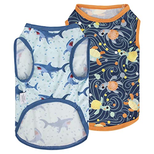Image of CuteBone Dog Shirts 2-Pack Soft Pet Clothes Breathable Summer Vest for Small Puppy and Stretchy Cat Apparel