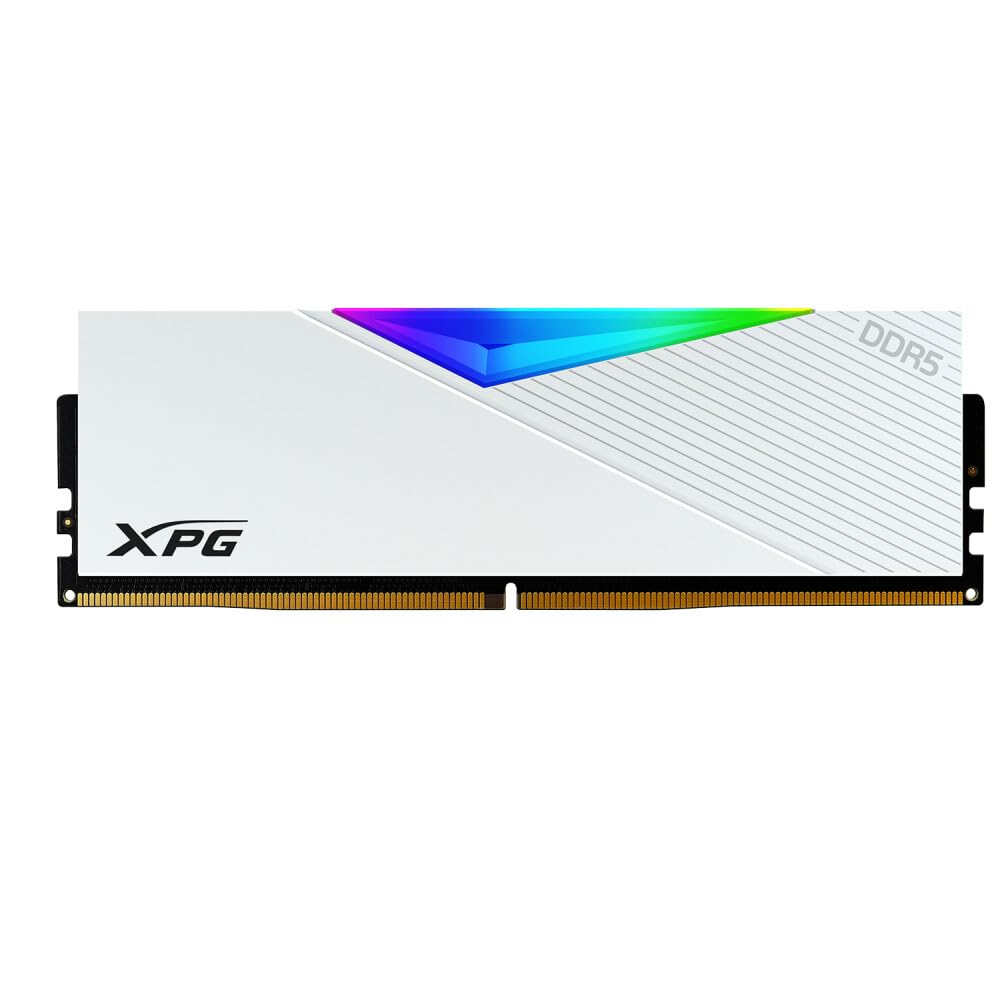 Memoria XPG D500G Lancer RGB DDR5, bianco: 32 GB (16 x 2) 6000 MHz C28 | RAM DDR5 ad alta velocità, Intel XMP 3.0 e AMD EXPO, illuminazione RGB, dissipatore di calore