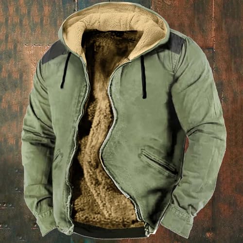 Men's Winter Coat Sherpa Fleece Lined Jacket Full Zip Up Thick Heavyweight Warm Hoodie Sweatshirts Coat Outwear2