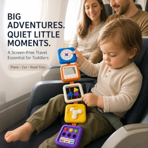 Image of Busy Board for 1 Year Old, Travel Toys for Toddler 1-3 on Plane Car, Montessori Busy Board Busy Cube, Toys for 1 Year Old Boy Girl, Stocking Stuffers for Toddler (Purple)