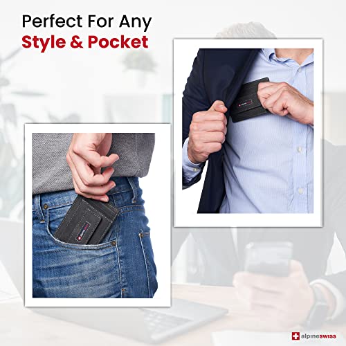 Image of alpine swiss Harper Mens RFID Slim Money Clip Front Pocket Wallet Minimalist Leather ID Card Holder