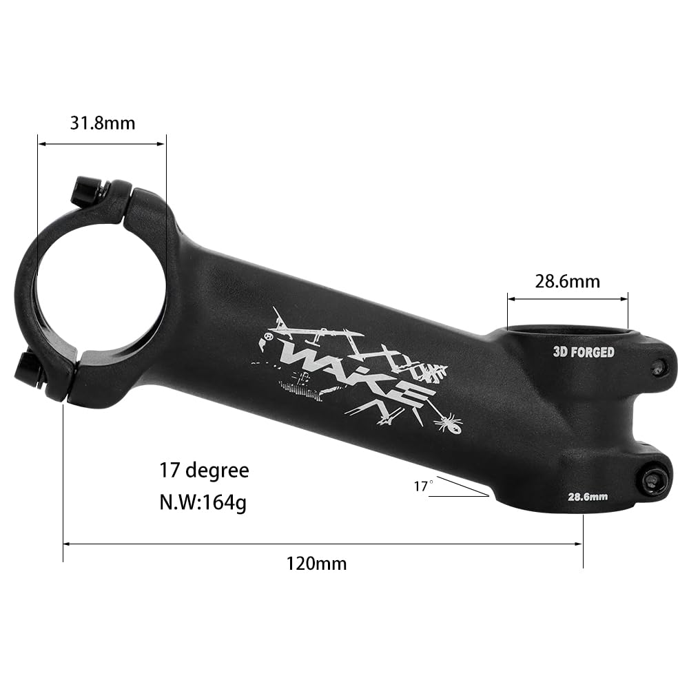 CYSKY Attacco Manubrio 17 Gradi 31,8 60/70/80/90/100/110/120/130mm MTB Attacco Manubrio Mountain Bike per Bicicletta, Bici da Strada, MTB, BMX, Ciclismo