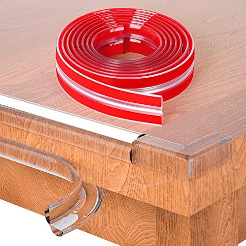 Baby Proofing, 16.4ft Edge Protector Strip Clear, Silicone Soft Corner Protectors with Upgraded Pre-Taped Strong Adhesive, Edge Protectors for Sharp Corners of Cabinets, Tables, Drawers (4 Corners)