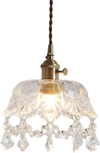 Moderna lámpara colgante de cristal de cristal retro estilo casa de campo, lámpara colgante ajustable para decoración de interiores, lámpara