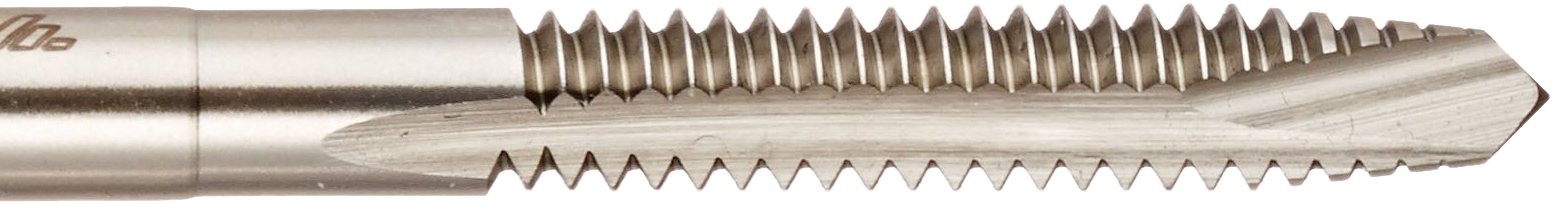 YG-1 J0 Series Vanadium Alloy HSS Spiral Pointed Tap, Uncoated (Bright) Finish, Round Shank with Square End, Plug Chamfer, 1/4