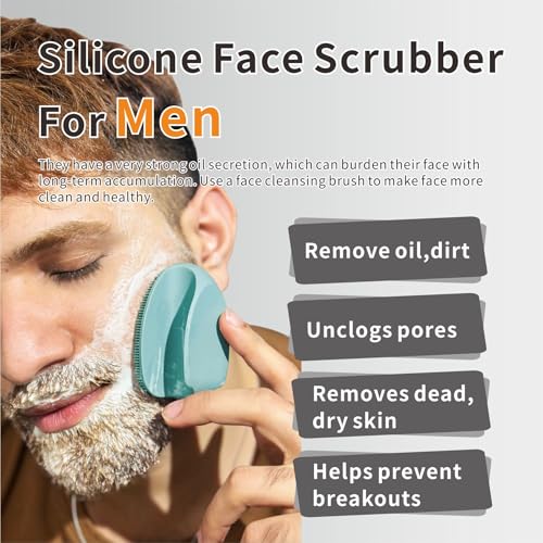 Image of Soft Silicone Face Scrubber,2 Counts Facial Cleansing Brush,Facial Exfoliation Scrub for Massage Pore Cleansing Blackhead Removing Deep Scrubbing for All Kinds of Skins (Green+Pink)