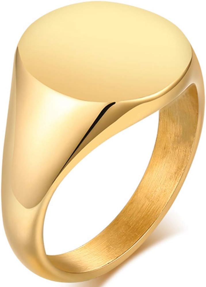 Jude Jewelers Stainless Steel Classical Simple Plain Round Signet Style Pinky Wedding Statement Promise Anniversary Ring