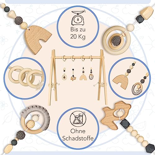 Spielbogen Baby aus Holz Schadstofffreis Spieltrapez Baby Spielzeug ab 0 Monaten für Wohnung und Kinderzimmer mit Activity Holz-Spielzeug – Bild 6