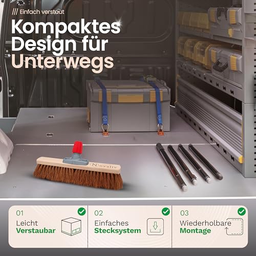 Novaliv Kokosbesen 40 cm mit Stiel Kokosborsten Besen Naturborsten mit stiel Ideal als Werkstattbesen Hallenbesen Industriebesen Hausbesen Kehrbesen Malerbesen Haarbesen Terassenbesen Besen weich – Bild 5