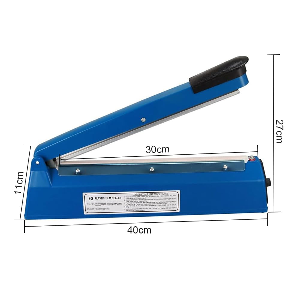 Yontree Sellador de Bolsas de Plástico Portátil Color Azul 40x27CM