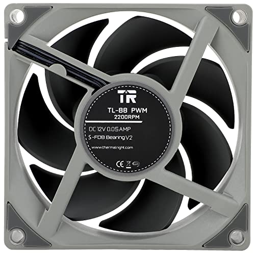 Image of Thermalright TL-B8 CPU Fan, Computer Case Cooling Quiet 4pin PWM PC Fan with 80mm Silent, 2200RPM Speed, CPU Cooling (Gray)