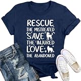 IFQ Womens Animal Rescue Shirt Dog Cat Rescue Shelter Volunteer Worker Tee | Blue, sizes M, heartfelt pet rescue slogan tee for shelter volunteers, ideal for animal rescue events