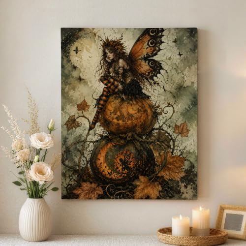 Lienzo de otoño con calabazas para decorar la entrada y el dormitorio principal